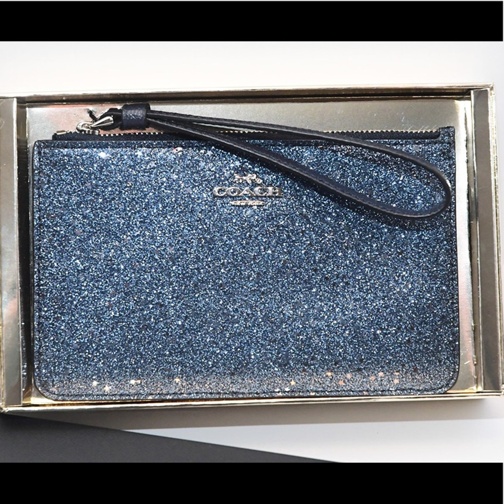 🌺 COACH Star Glitter Small Wristlet -  Blue